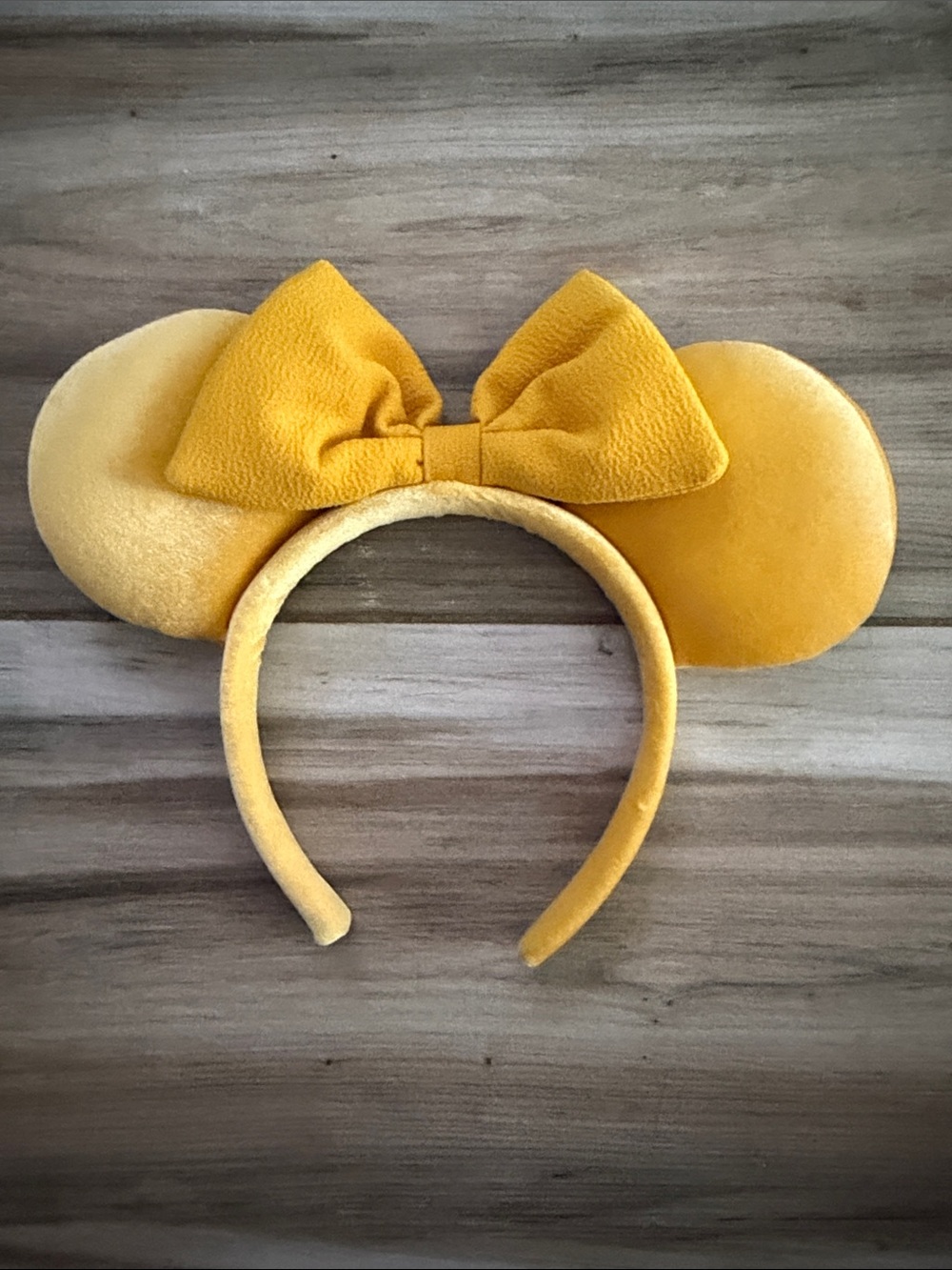 Yellow velvet Plush Disney Mouse Ear Headband with Bow